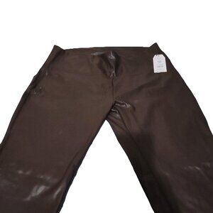 Women's Time And Tru Brown Faux Leather High Rise Skinny Leggings (NWT)